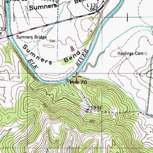 Topographic Map of Birch Creek, TN