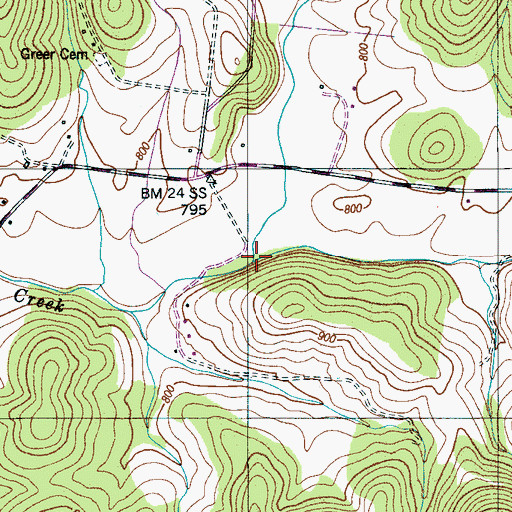 Topographic Map of Hannah Gap Branch, TN