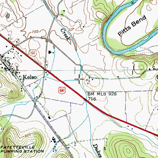 Topographic Map of Teal Hollow Creek, TN