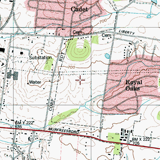 Topographic Map of Buckingham Park, TN