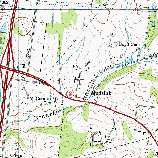 Topographic Map of Breckenridge South, TN