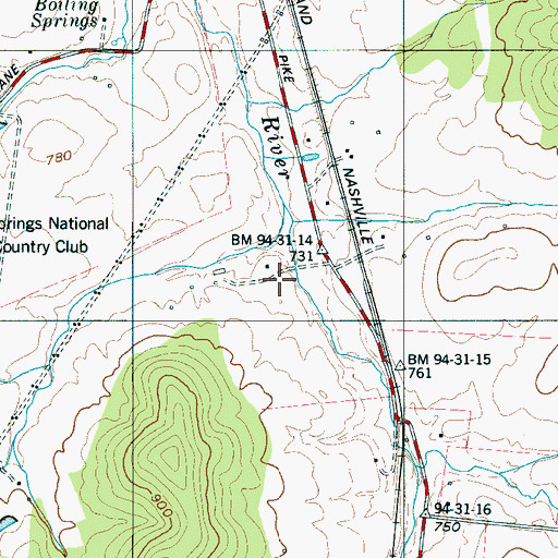 Topographic Map of Carriage Hills, TN