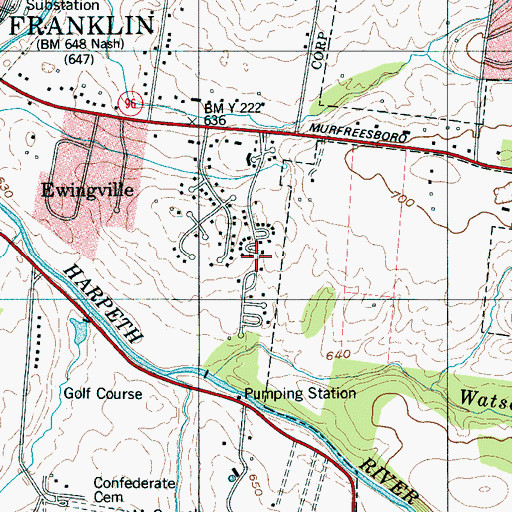 Topographic Map of Charleton Green, TN