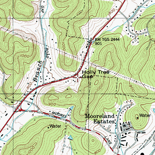 Topographic Map of Chestnut Hill, TN
