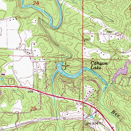 Topographic Map of Canyon Lake Dam, AL