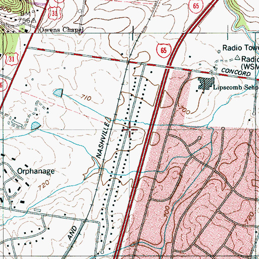 Topographic Map of Concord Country Estates, TN