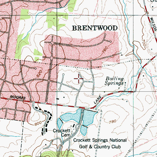Topographic Map of Crockett Hills, TN