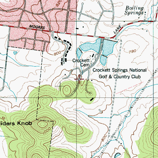Topographic Map of Crockett Springs, TN