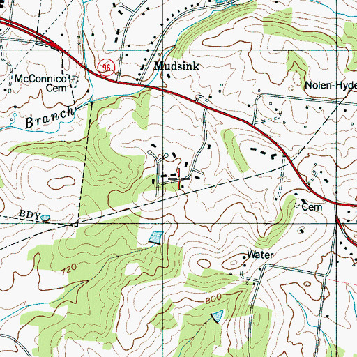 Topographic Map of Cross Creek, TN