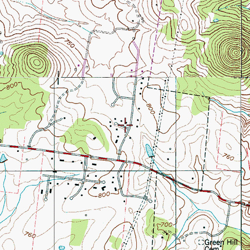 Topographic Map of Foxboro Estates, TN