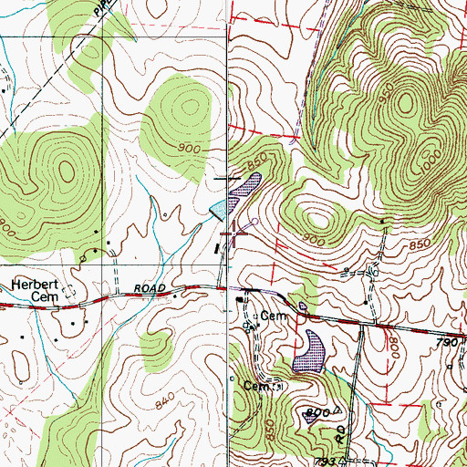 Topographic Map of Hooker Hills, TN