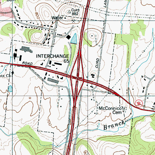 Topographic Map of Interchange 65, TN