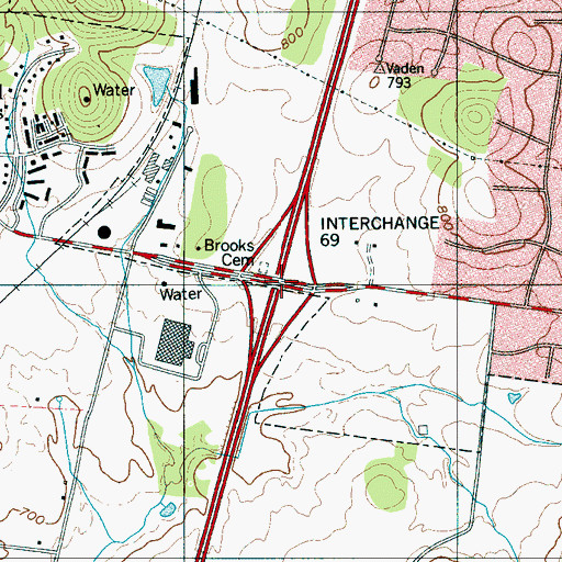 Topographic Map of Interchange 69, TN