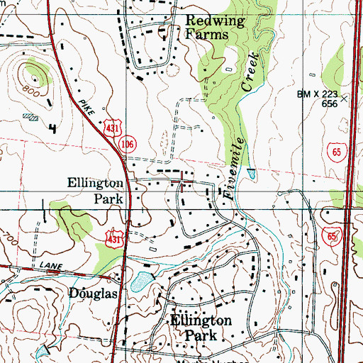 Topographic Map of Leeland, TN