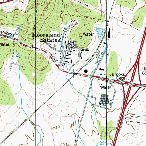 Topographic Map of Moores (historical), TN