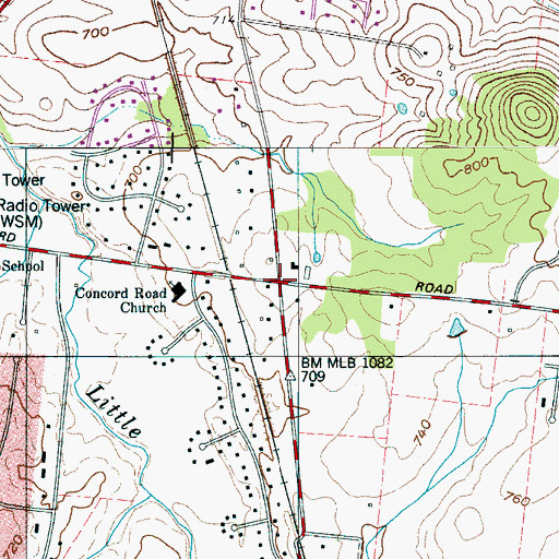 Topographic Map of Stevens Shop (historical), TN