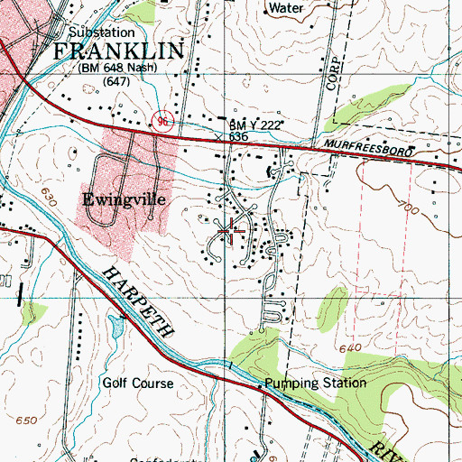 Topographic Map of Sturbridge Pointe, TN
