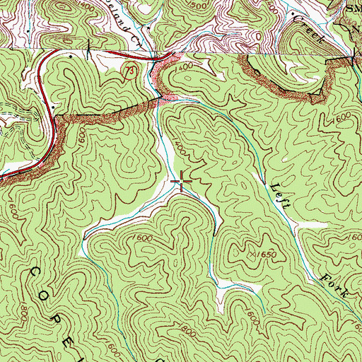 Topographic Map of Little Copeland Creek, TN