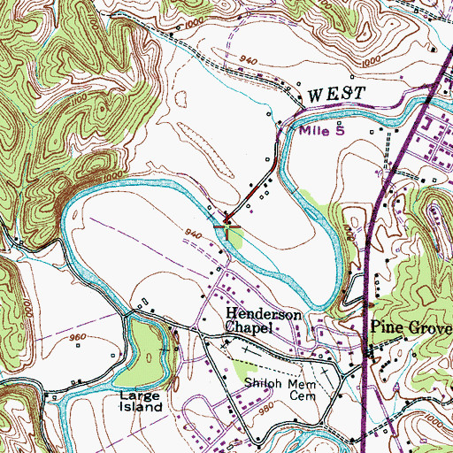 Topographic Map of McClure Ford, TN