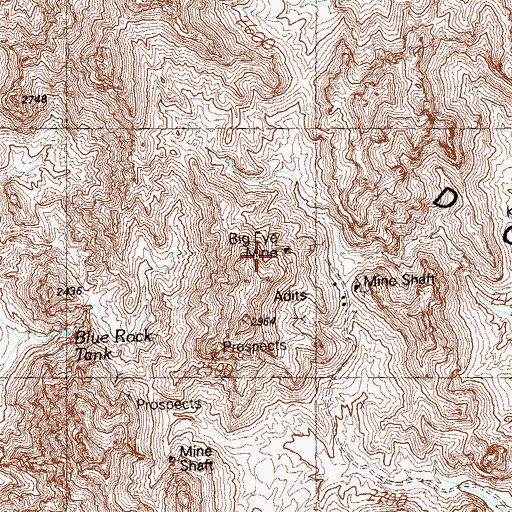 Topographic Map of Big Eye Mine, AZ