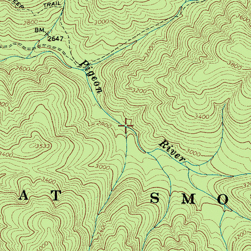 Topographic Map of Millfield Branch, TN