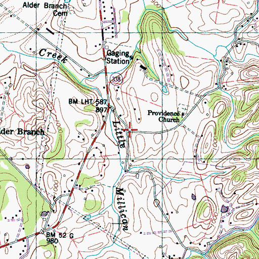 Topographic Map of Powder Springs (historical), TN