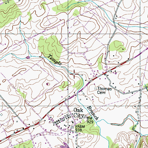 Topographic Map of Rocky Springs, TN