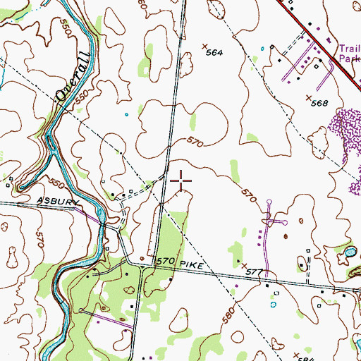 Topographic Map of Asbury Prk, TN