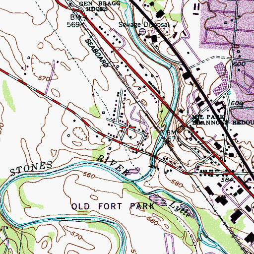 Topographic Map of Battleground Estates, TN