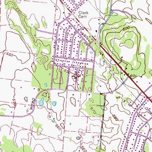 Topographic Map of Belle Mead, TN