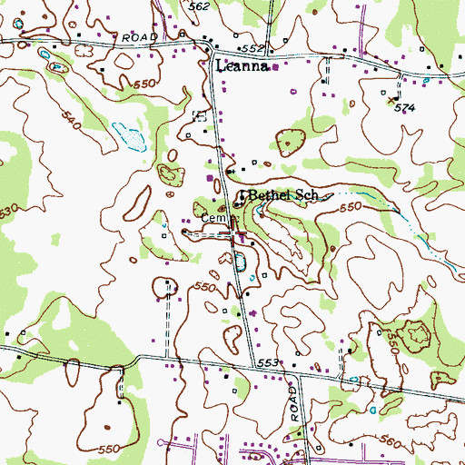 Topographic Map of Bethel, TN