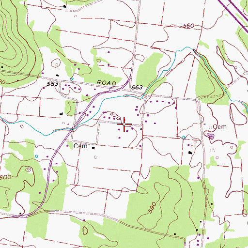 Topographic Map of Bluefield, TN