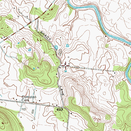 Topographic Map of Briarwood, TN