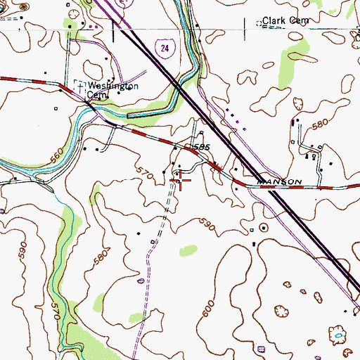 Topographic Map of Broodwood, TN
