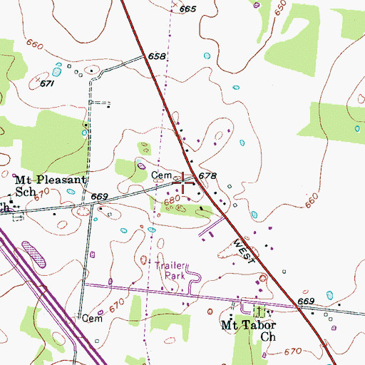 Topographic Map of Burns Place, TN