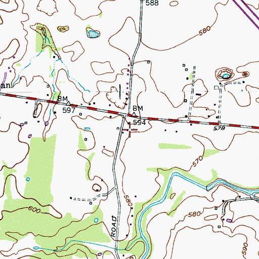 Topographic Map of Butler Estates, TN