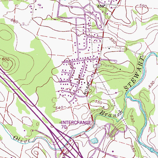 Topographic Map of Davis Meadows, TN