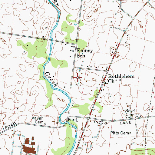 Topographic Map of Emery Estates, TN