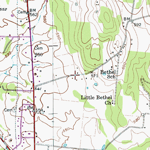 Topographic Map of Estes Acres, TN