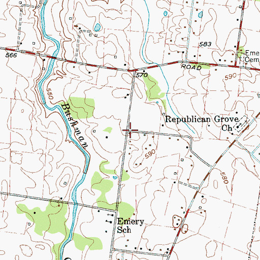 Topographic Map of Farmington Estates, TN