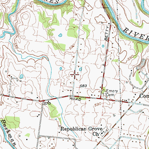 Topographic Map of Fieldcrest, TN