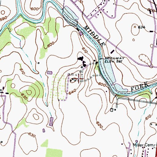 Topographic Map of Creekwood, TN