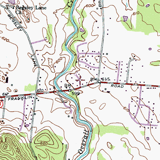 Topographic Map of Franklin Road Estates, TN