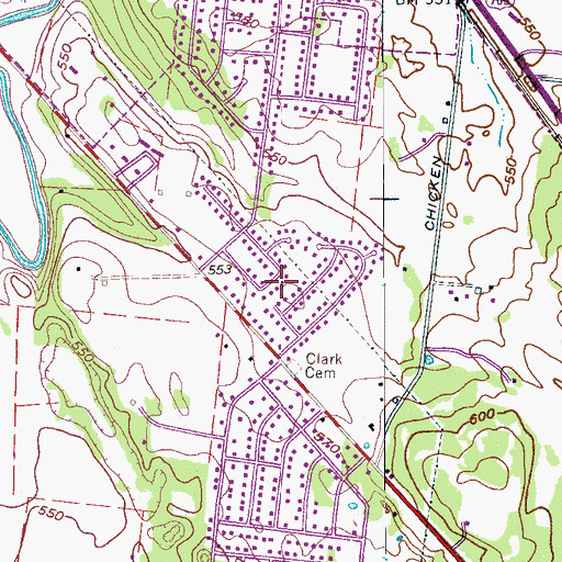 Topographic Map of Green Acres, TN