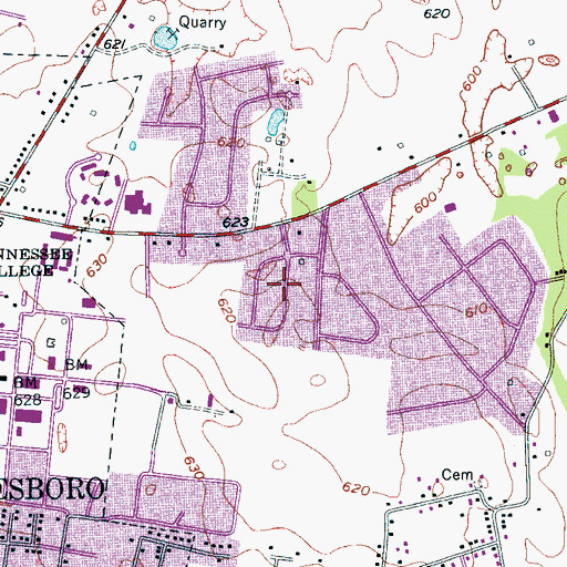 Topographic Map of Greenbriar, TN
