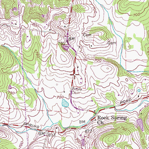 Topographic Map of Haynes, TN