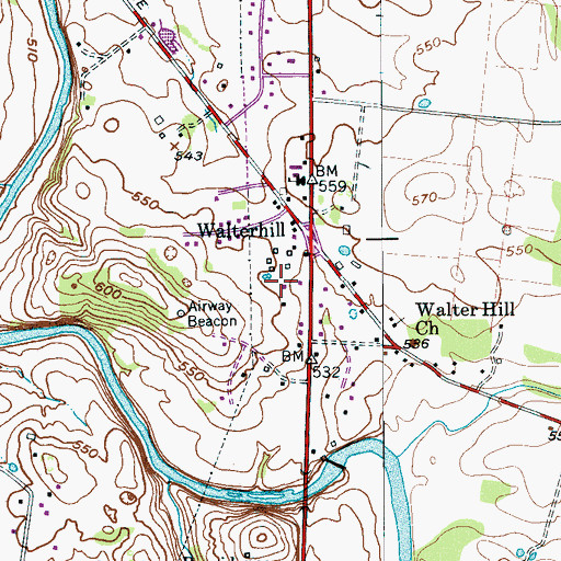 Topographic Map of Hillwood Estates, TN