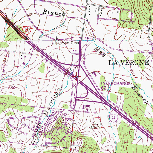 Topographic Map of Interchange 62, TN