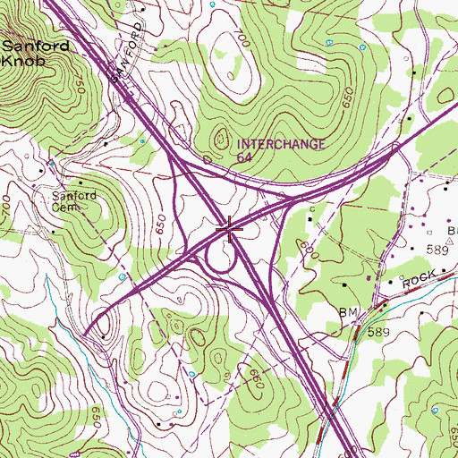 Topographic Map of Interchange 64, TN