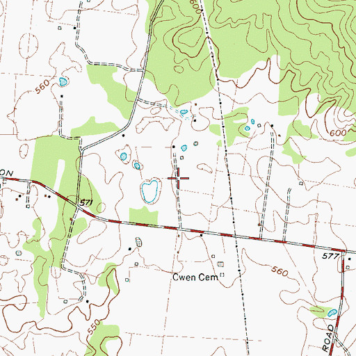 Topographic Map of Jerrerson Farms, TN